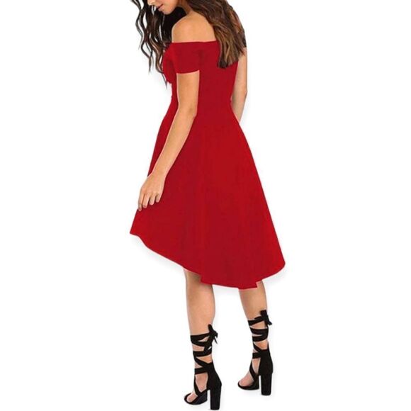 NWT Sarin Mathews Womens Off Shoulder Short Sleeve High Low Cocktail Dress … - Picture 2 of 12